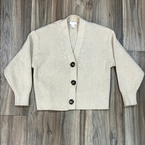 H&M Sweaters - H&M Beige Button-Up Cardigan